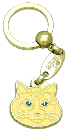 Ragdolska mačka krem <br> (obesek za ključe, Gravura vključena v ceno)